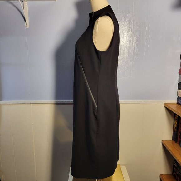 Calvin Klein Medium Classic Black Mid Neck Sleeveless Zippered Timeless Dress - Picture 6 of 8